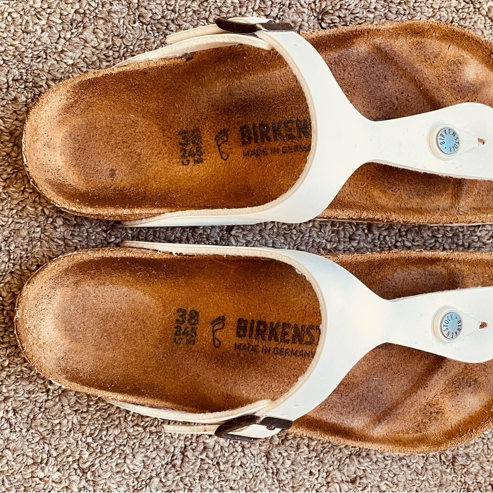 Birkenstock White and Brown Sandals
